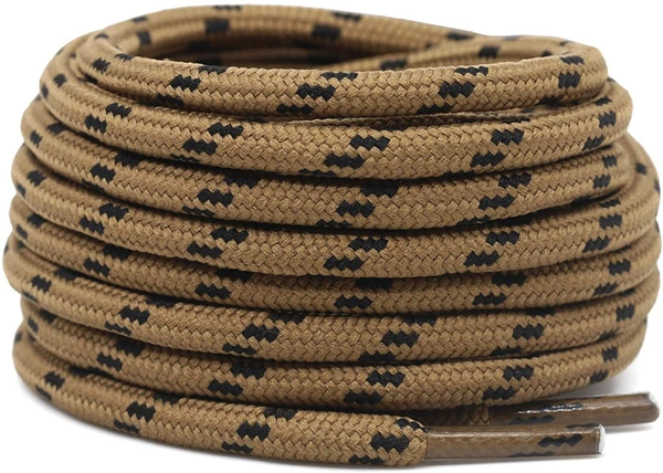 GRAH SANGRAH® (2 Pair) Shoelaces for Hiking Shoes, Outdoor Walking Sneakers, Outdoor Hiking, Climbing, Basketball, Work Boot, Running , Sport Shoes - 120 cm, Light Brown Black